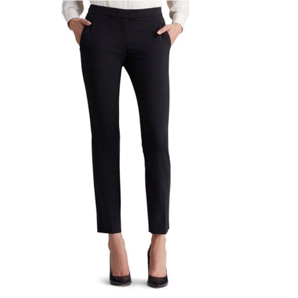 Theory Pants - Theory Izelle Pants Straight Leg Slim Black Crepe